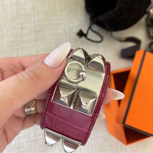 HERMES COLLIER DE CHIEN CROCODILE BRACELET NEW! - Picture 6 of 17